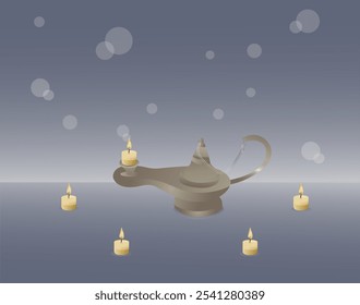 diwali lantern and candle light on decorate background