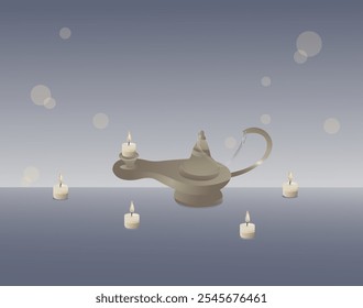 diwali lantern and candle light on decorate background