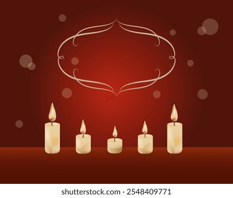 diwali lantern and candle light on red decorate background	