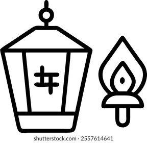 Diwali lantern and diya with floating Swastik symbols isolated on white background concept as A spiritual element featuring a Diwali lantern paired with a diya and floating Swastik symbols. The design