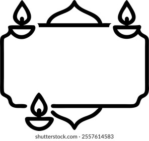 Diwali lanterns and Ganesha motifs border frame with blessing wording providing a spiritual copy space in the center concept as A spiritual border frame featuring Diwali lanterns paired with Ganesha m