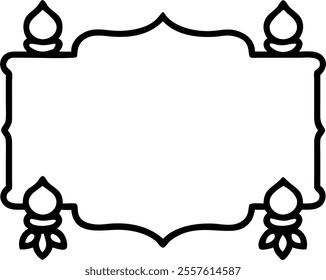 Diwali lanterns and Ganesha motifs border frame with blessing wording providing a spiritual copy space in the center concept as A spiritual border frame featuring Diwali lanterns paired with Ganesha m