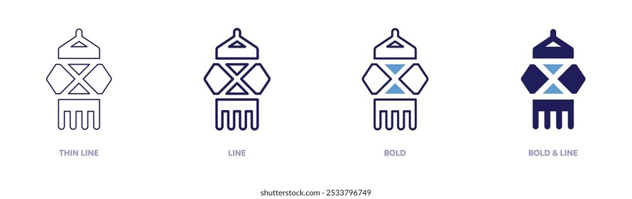 Diwali lanterns icon in 4 different styles. Thin Line, Line, Bold, and Bold Line. Duotone style. Editable stroke.