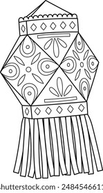 Diwali Lanterns Isolated Coloring Page for Kids