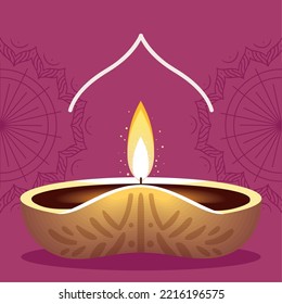 Celebración de la luz diwali, diseño vectorial