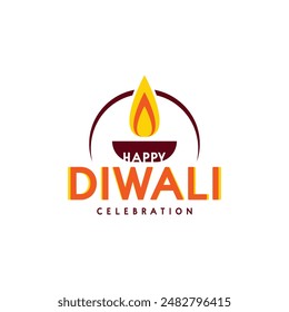 Diwali logo with burning flame, Diya, Indian culture