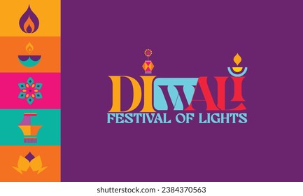 Diwali Logo Design With Diya and Lamp Icon