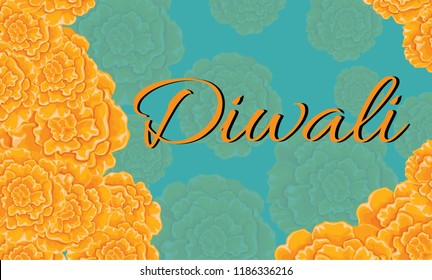 Diwali. Marigold Flower - Tagetes.  Deepavali.