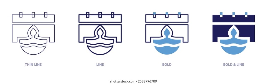 Diwali moments icon in 4 different styles. Thin Line, Line, Bold, and Bold Line. Duotone style. Editable stroke.