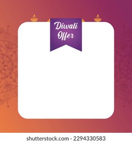 Diwali Offer background template, Offer shape with diya vector, vector for multiple use, banner design, poster design