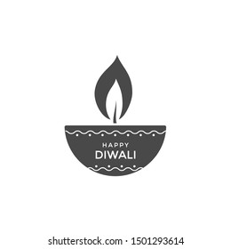 Diwali oil lamp or candle icon design. Vector emblem