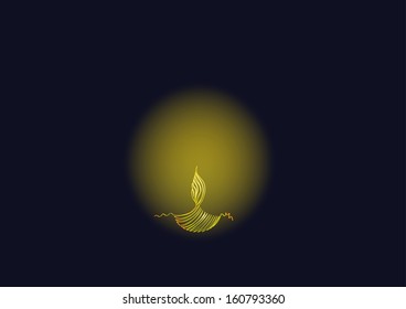 Diwali oil lamp glowing isolated on black background 