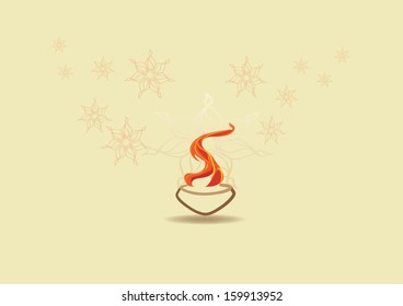 Diwali oil lamp isolated on yellow background 