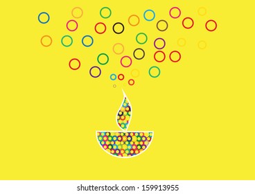 Diwali oil lamp isolated on yellow background 