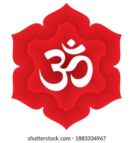 Diwali Om Sign With Mandala Vector Illustration. Om, Swastik, Khanda Graphic Design Isolated On White Background. Malaysia And Indian Culture Yoga Spiritual Symbol