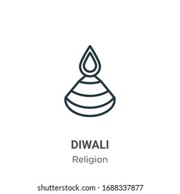 Diwali outline vector icon. Thin line black diwali icon, flat vector simple element illustration from editable religion concept isolated stroke on white background