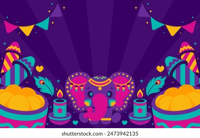 Diwali party red background vector with stripes