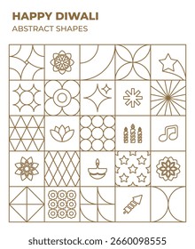 Diwali patrón Formas geométricas línea arte oro
