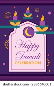 Diwali poster Traditional indian celebration Vector
