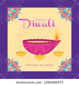 Diwali poster Traditional indian celebration Vector illustration