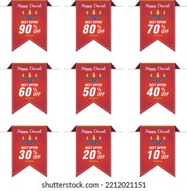 Diwali Price Tag, Happy Diwali Best Offer Vector, Sale Icon, Label design, Sticker design, Template design for multipurpose use