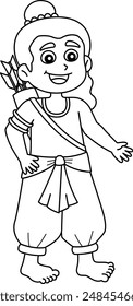 Diwali Rama Isolated Coloring Page for Kids