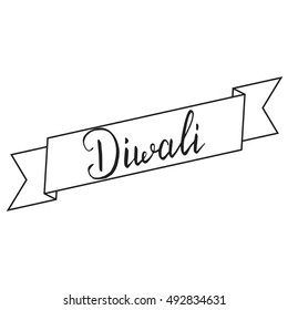 Diwali ribbon. Diwali hand drawn lettering