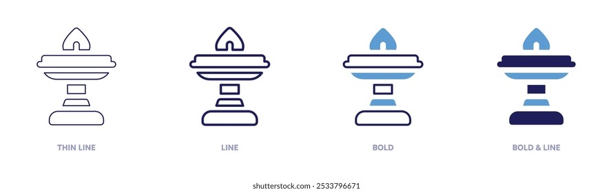 Ícone de rituais de Diwali em 4 estilos diferentes. Linha fina, Linha, Negrito e Linha Negrito. Estilo duotônico. Traçado editável.