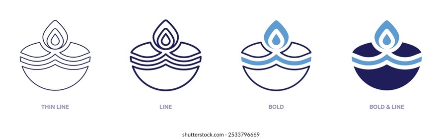 Diwali safety icon in 4 different styles. Thin Line, Line, Bold, and Bold Line. Duotone style. Editable stroke.
