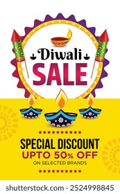 Diwali Sale Advertisement, Banner, Poster, Design vector template, Creative flyer concept, Graphic design element