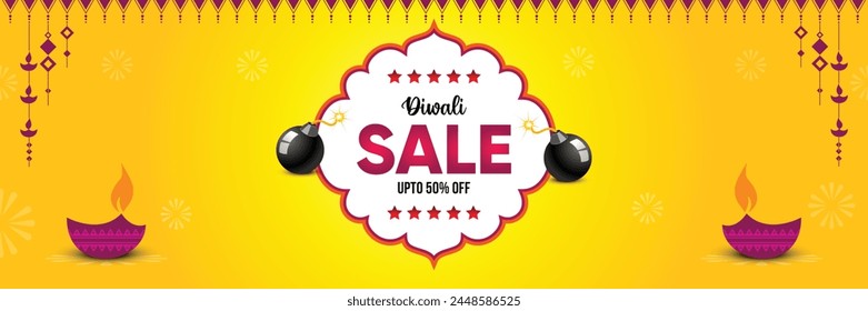 Diwali sale advertisement, web banner, creative concept, Deepavali Vector Template
