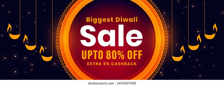 diwali sale banner with decorative diya design