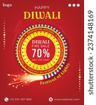 diwali sale banner design with fire cracker illustration diwali festival sale background for banner, poster, flyer, invitation card