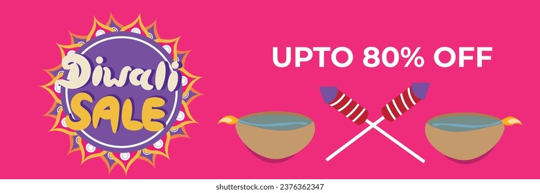 diwali sale banner with lamp and rocket decoration