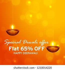 Diwali Sale Banner Or Poster Template Design,Illustration Vector.