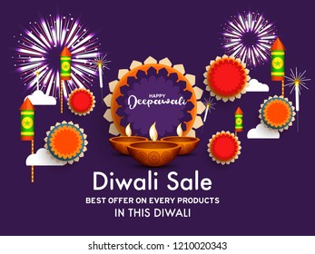 
Diwali Sale Banner Or Poster Template Design,Illustration Vector.
