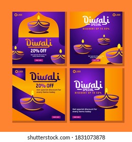 Diwali sale day social media post template collection