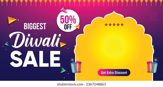 Diwali Sale Banner moderno, publicidad, afiche, plantilla de publicación de medios sociales, fondo creativo Deepavali con texto, elementos de diseño gráfico