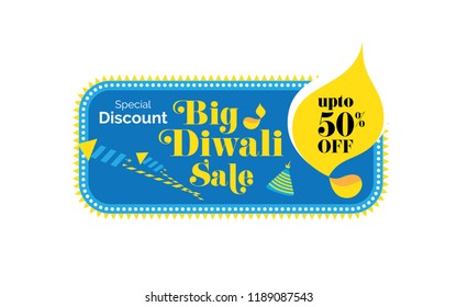 Diwali Sale, Offer Banner Design, Tag, Sticker with 50% Discount