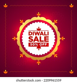 Diwali sale offer premium logo unit with lamp rangoli and celebration background.