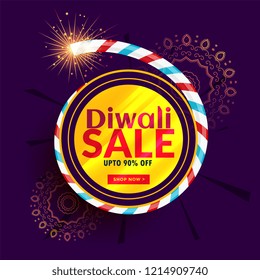 diwali sale poster design with cracker