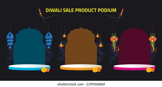 diwali sale product podium para promociones decoradas con elementos diwali