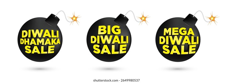 Diwali Sale Tag Design with Template Vector Layered illustration. Diwali Sale with Firecrackers vector. Special Offer Discount Poster Design.