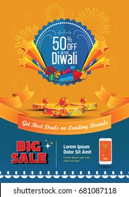 Diwali Sale Template Design with 50% Discount Tag