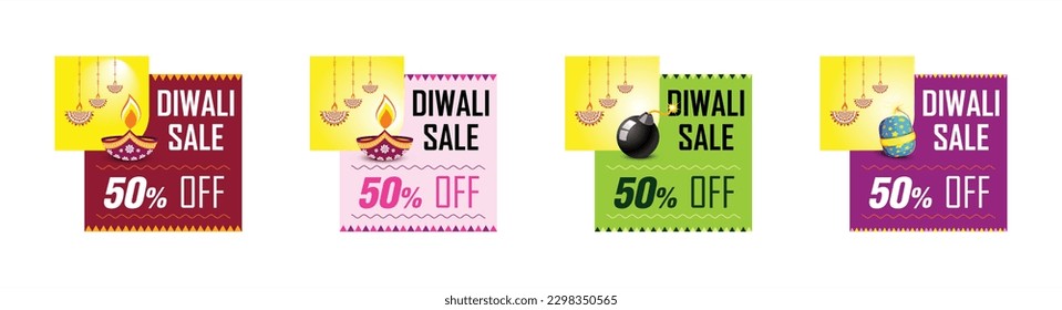 Diwali Sale Vector, Advertisement concept with fireworks and diya, web banner, poster, graphic element for multiple use.