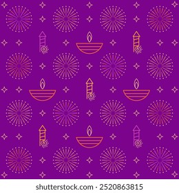 Diwali seamless pattern featuring various shapes and symbols. Vector illustration.