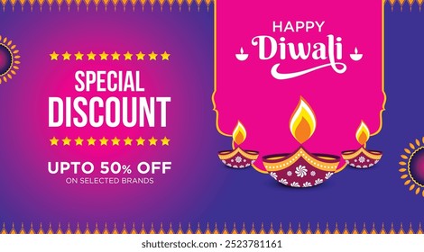 Diwali Sonderrabatt Werbung, Banner, Poster, Design-Vektorvorlage, Kreatives Flyer-Konzept, Grafikdesign-Element