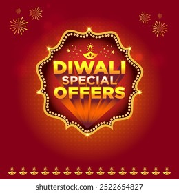 Diwali Special Offer Discount Poster Design. Premium Luxury Advertising Logo label Design vector layered