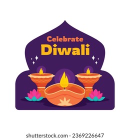 Diwali sticker or label. Happy Diwali Festival background. November 12. Diwali festival celebration. Vector illustration. Poster, Greeting, Card, Template. Festival of Lights. Deepawali.