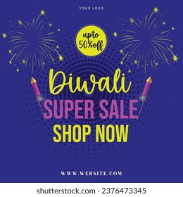 Diwali Super Sale Discount offer Template, Festival Discount Offer